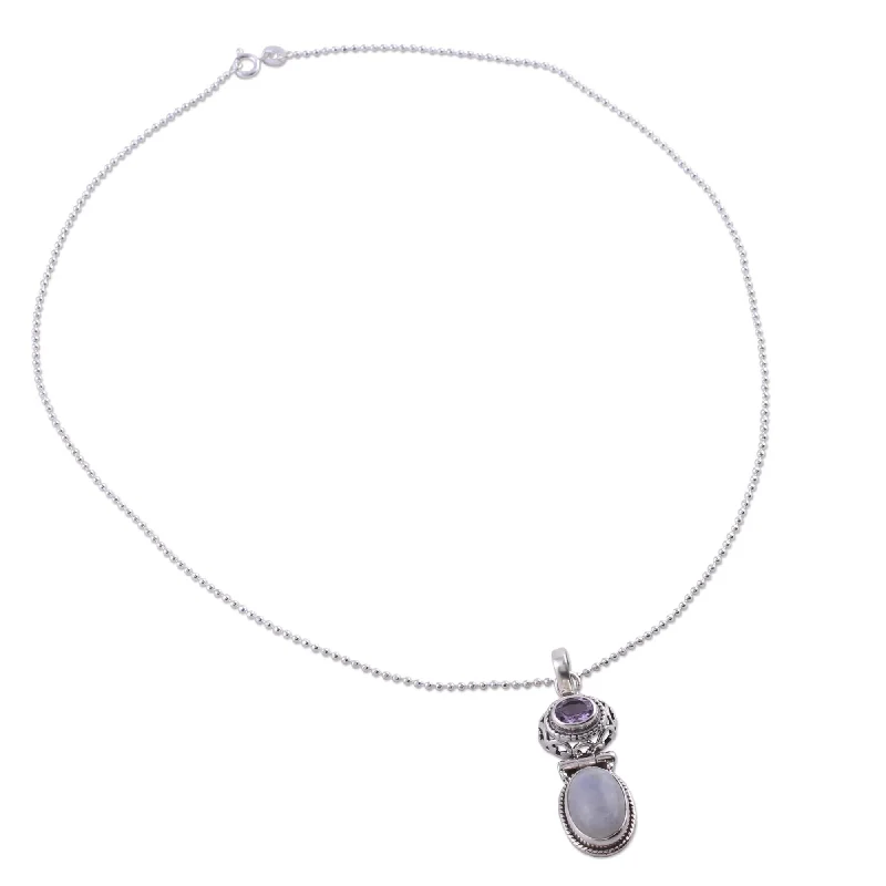 Topaz necklaces-Novica Handmade Moonstone And Amethyst Pendant Necklace