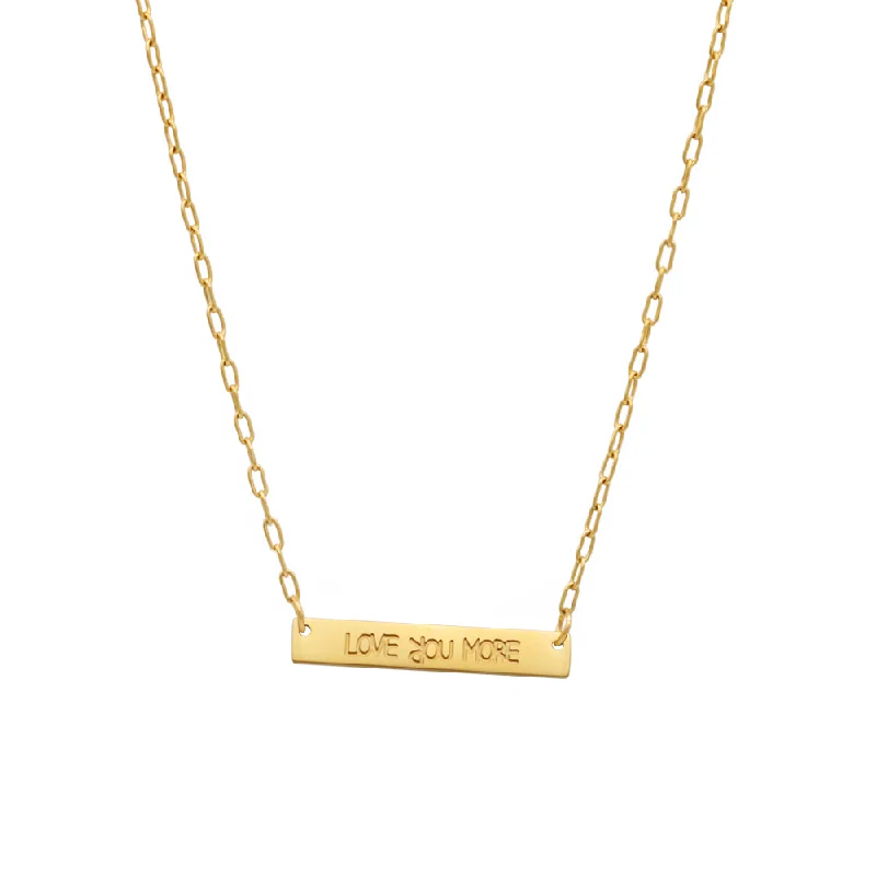 Luxe diamond necklaces-Love You More Mini Plaque Necklace Gold