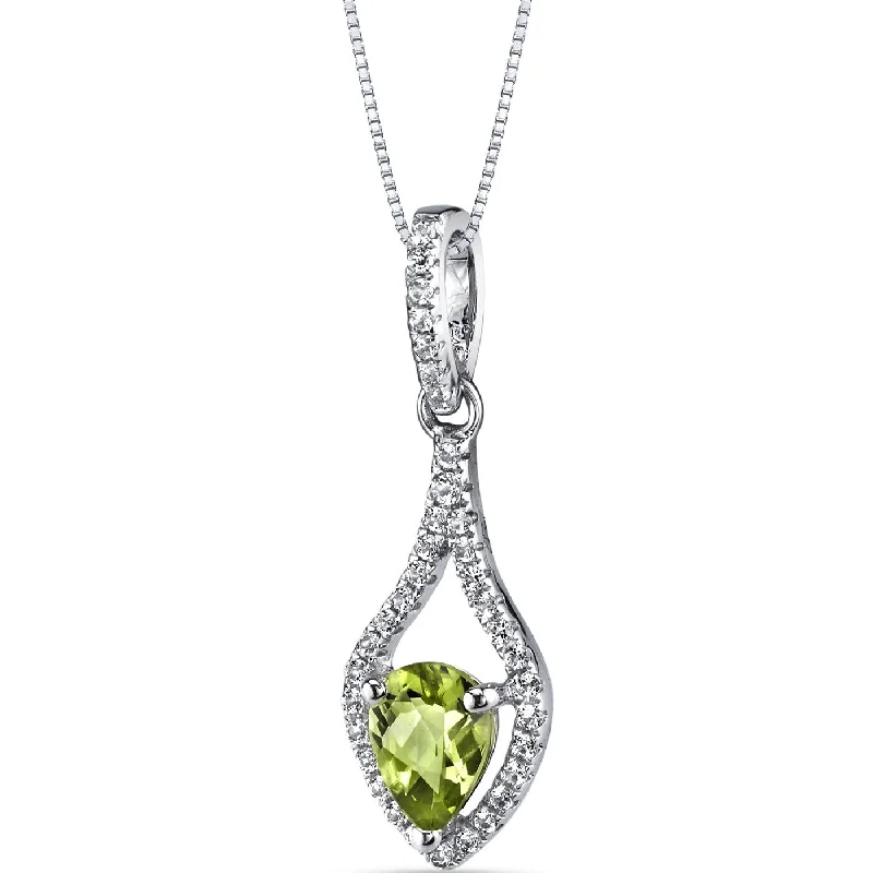 Aged medallion necklaces-14k White Gold 1.11 ct Peridot Pendant Necklace