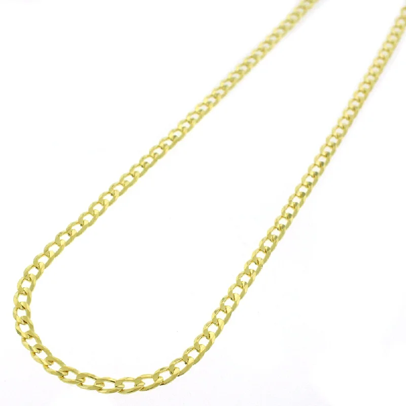 Silk cord necklaces-Authentic Solid Sterling Silver 3mm Cuban Curb Link .925 ITProLux Yellow Gold Necklace Chains 16" - 30", Made In Italy