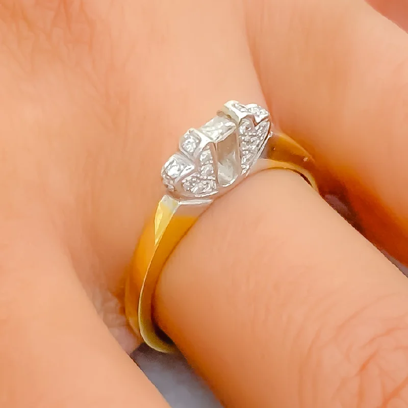 Pink gold engagement rings-Radiant Tension Setting Diamond + 18k Gold Ring