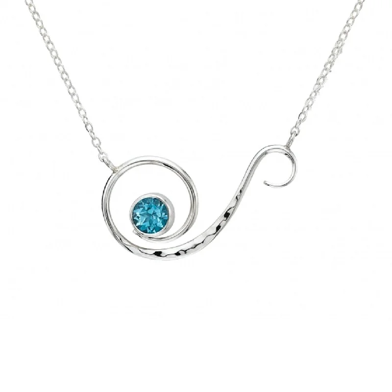 Wave pattern necklaces-Blue Topaz Sterling Silver Necklace