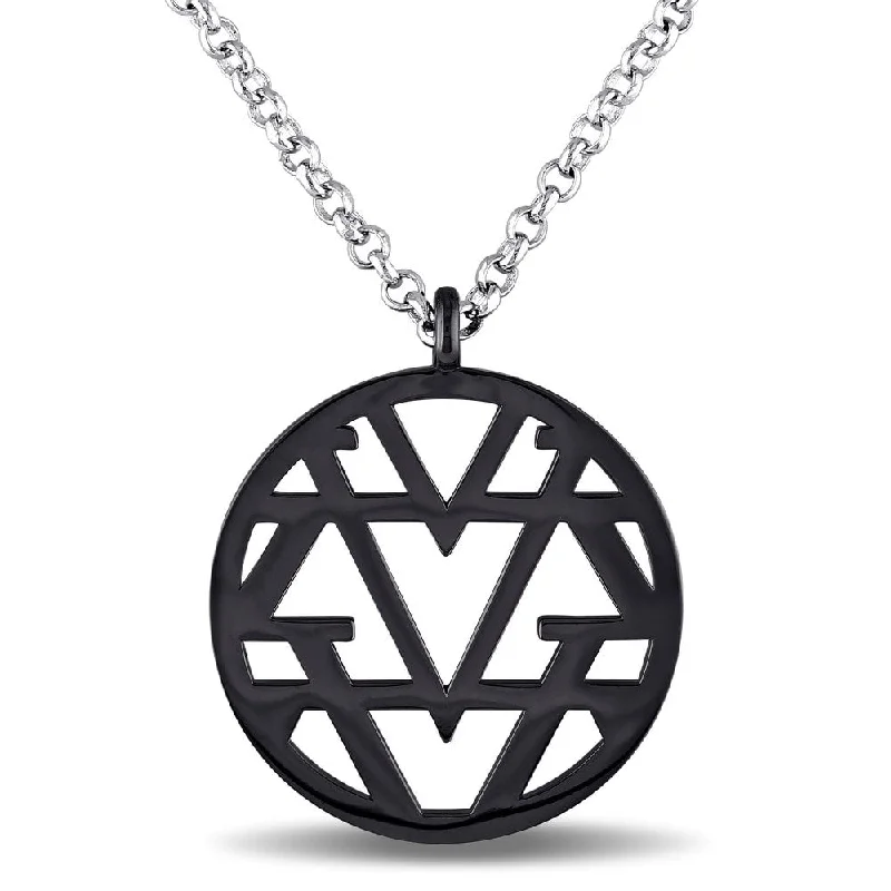 Stellar star necklaces-Miadora Openwork Necklace in Sterling Silver with Black Rhodium - White