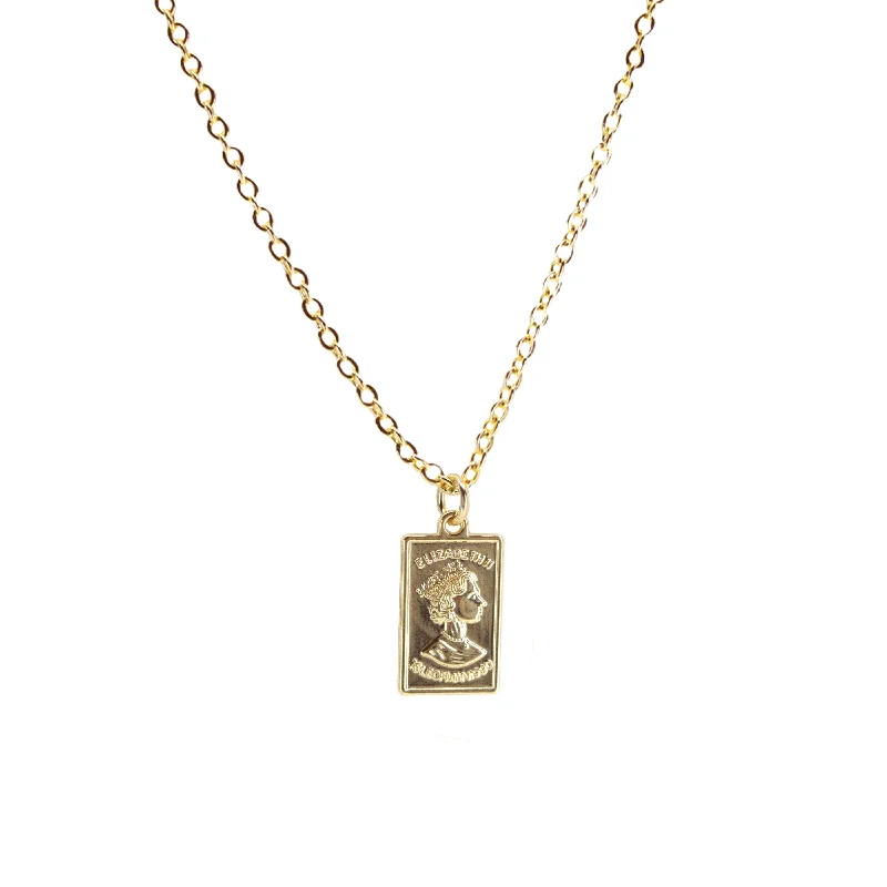 Radiant pearl necklaces-Queen Elizabeth Gold Bar Necklace