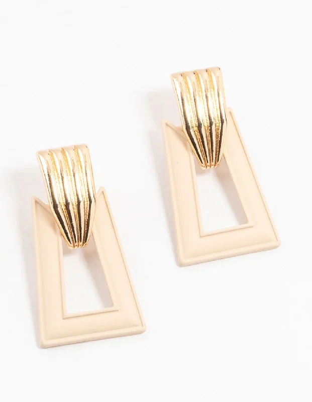 Fine threader earrings-Gold Trapeze Drop Earrings