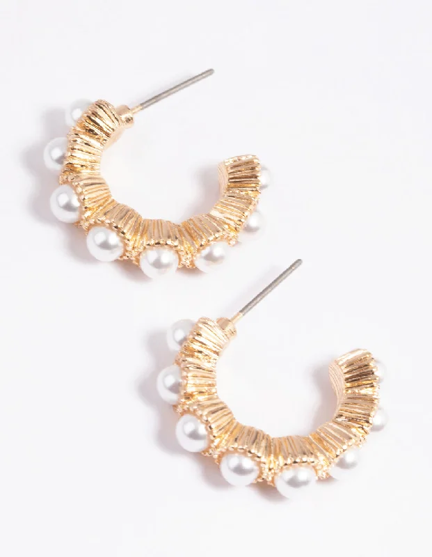 Radiant star earrings-Gold Pearl Drop Earrings