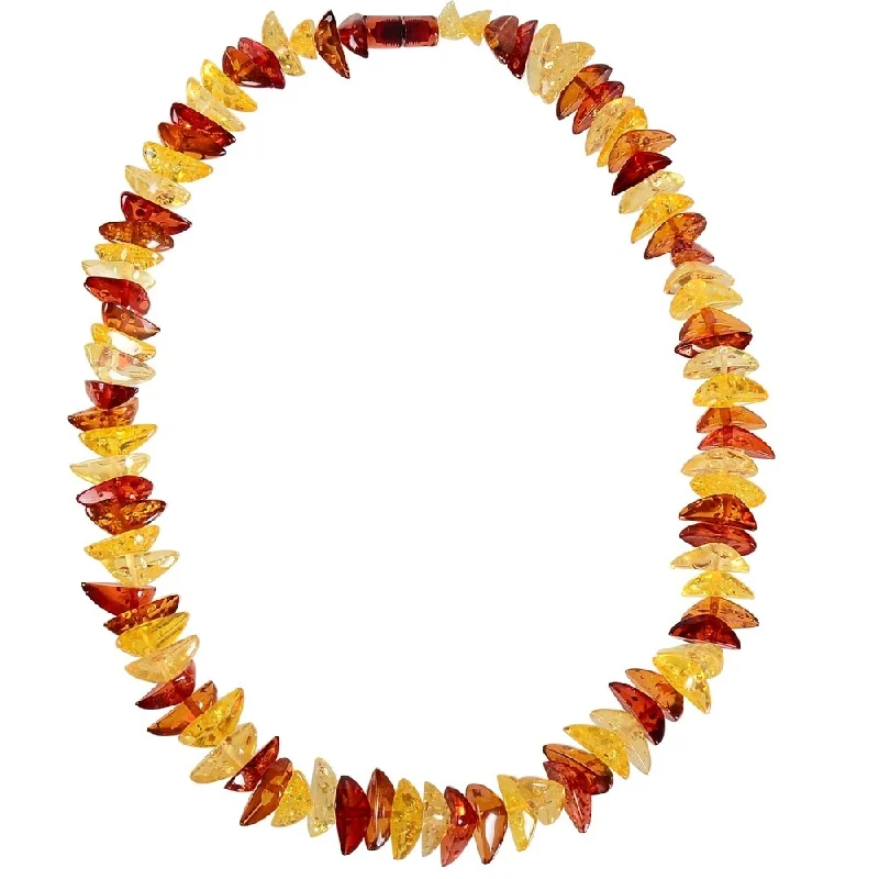 Woven tribal necklaces-Multi Color Faux Amber Chips Necklace-24"