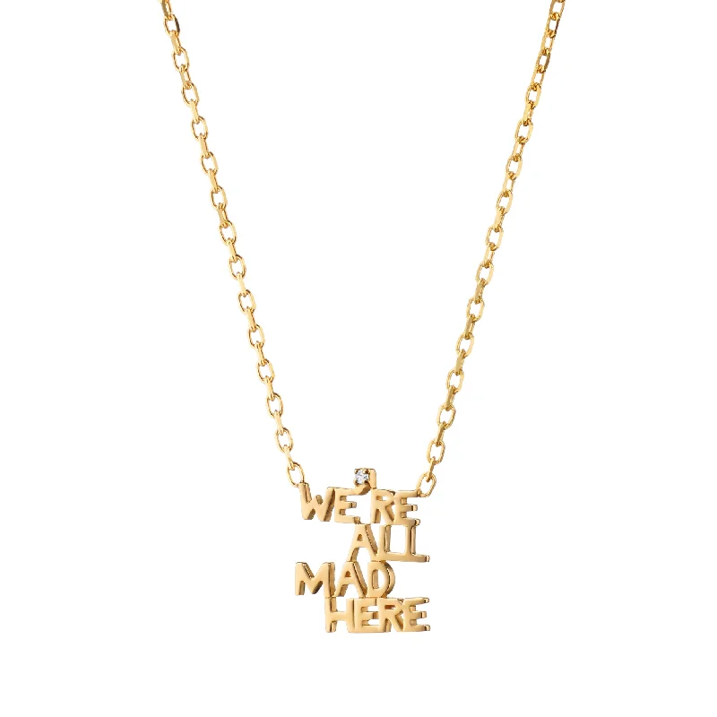 Surf wave necklaces-"We're All Mad Here" 18K Yellow Gold Necklace