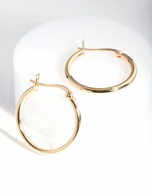 Agate drop earrings-Gold Plated Sterling Silver Hoop Earrings