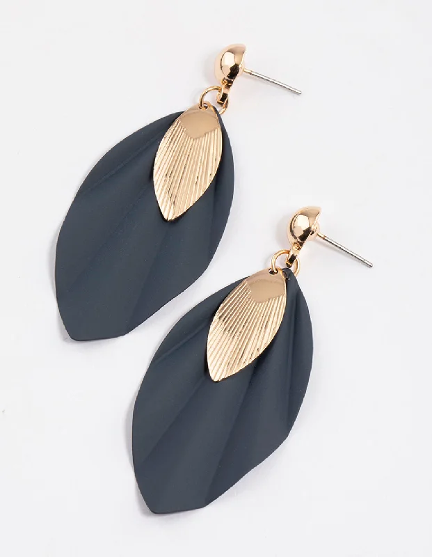 Two-tone earrings-Blue Marquise Fan Drop Earrings