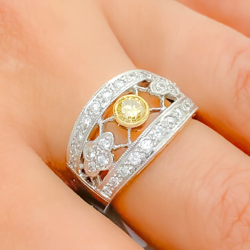 Vintage lock engagement rings-Versatile Vintage Yellow Diamond + 18k Gold Ring