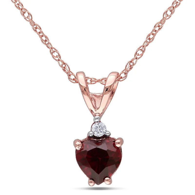 Multi-strand necklaces-Miadora 10k Rose Gold Garnet and Diamond Accent Necklace