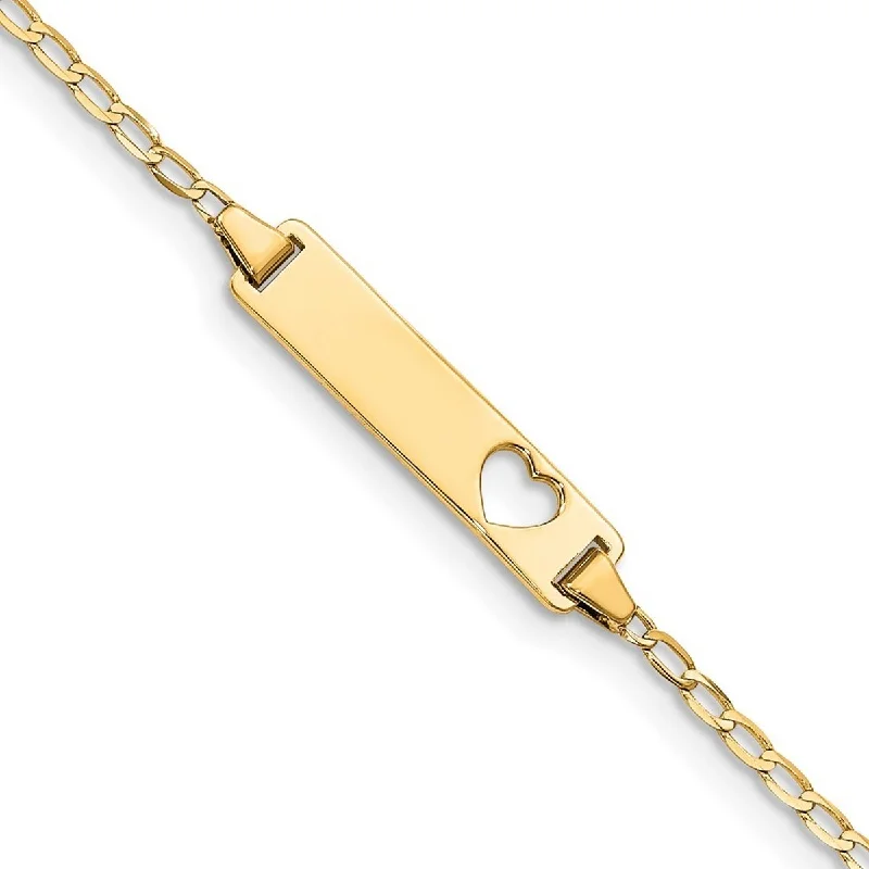 Loop charm bangles-Curata 14k Yellow Gold Baby ID Curb Bracelet - 6 Inch