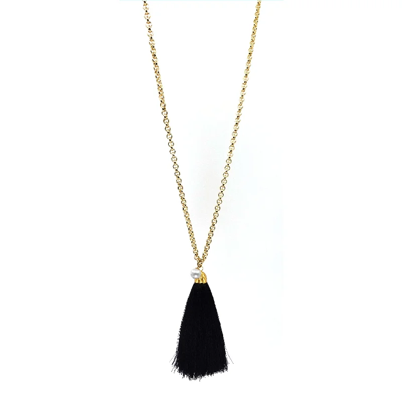 Cotton cord necklaces-Tassel Chain Necklace