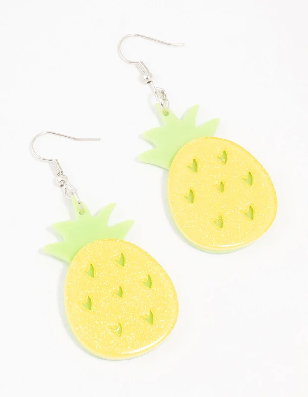 Vintage flair earrings-Acrylic Pineapple Drop Earrings