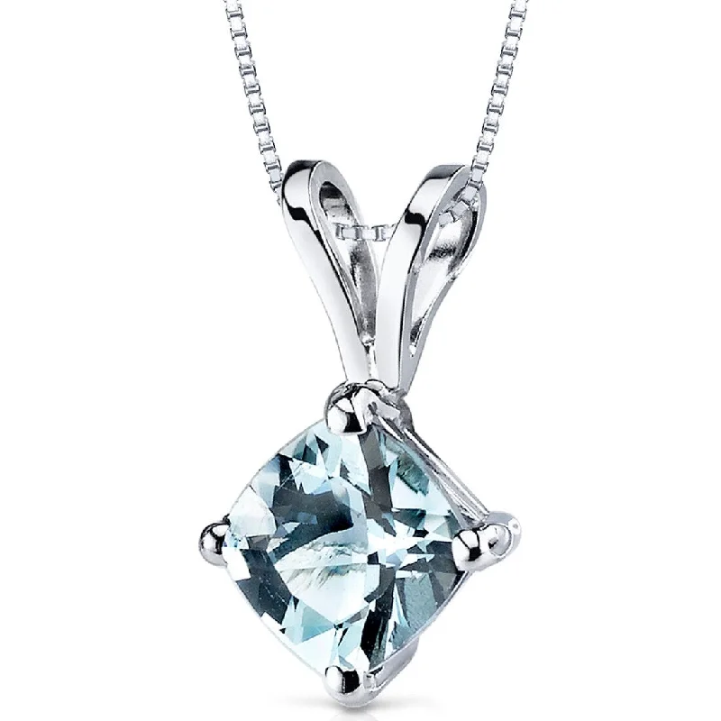 Fox charm necklaces-14k White Gold 0.69 ct Aquamarine Pendant Necklace