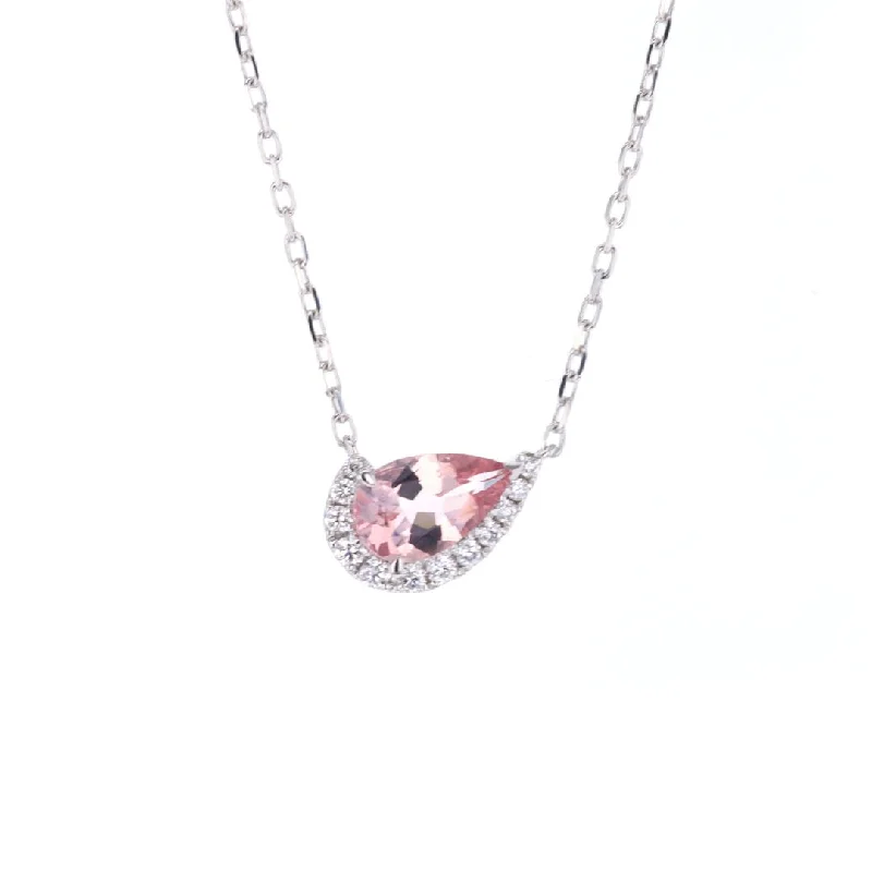 Haze glass necklaces-Morganite & Diamond Pendant Necklace