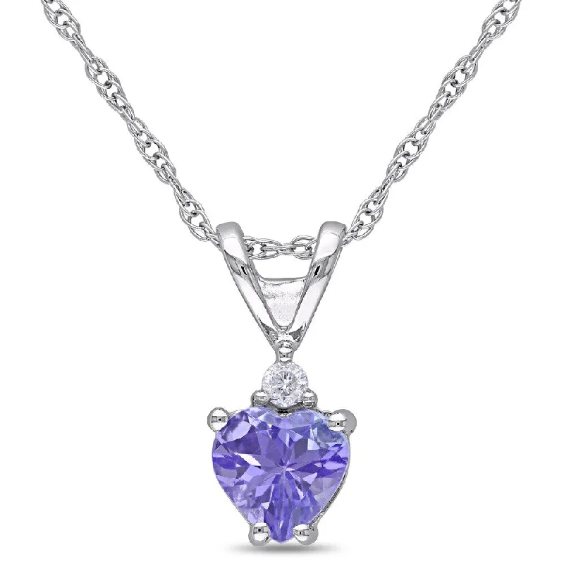 Peace eye necklaces-Miadora 10k White Gold Tanzanite and Diamond Accent Heart Necklace