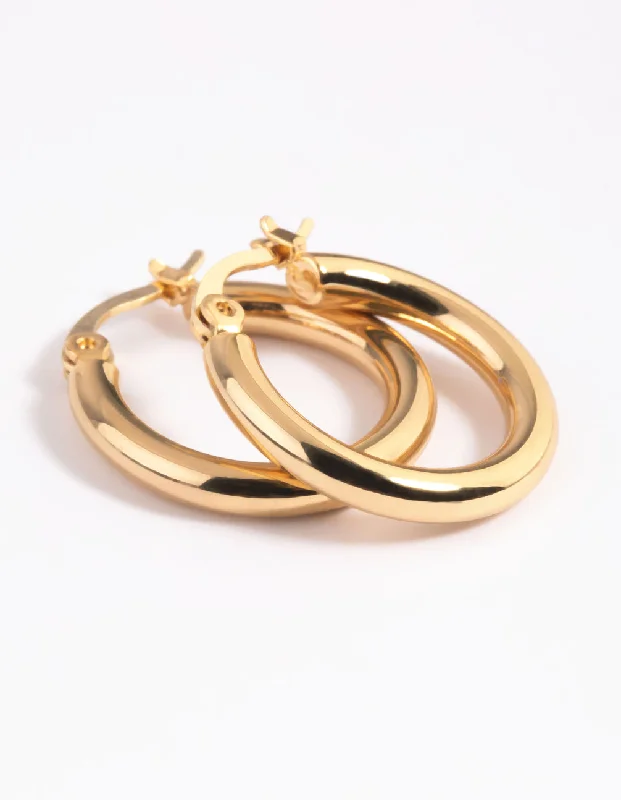 Topaz stud earrings-Gold Plated Thin Hoop Earrings