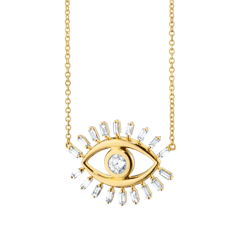 Retro photo necklaces-“Protect” Diamond Evil Eye Necklace