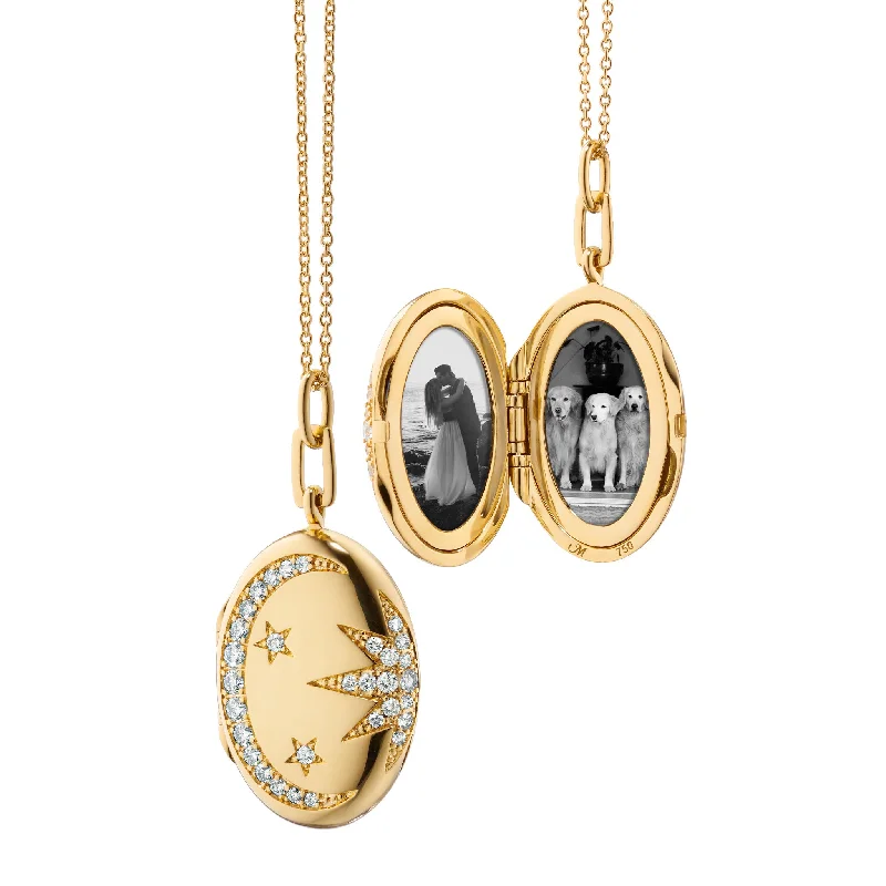 Braided link necklaces-Galaxy 18K Gold Locket Necklace