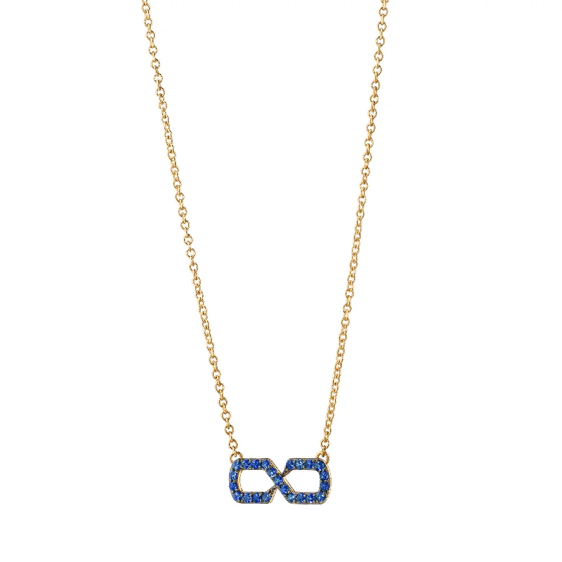 Oval shape necklaces-"The Symbol" Blue Sapphire Infinity Necklace