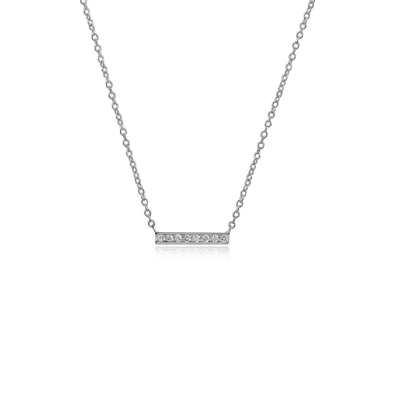 Woven tribal necklaces-0.06 ctw Diamond Bar Necklace