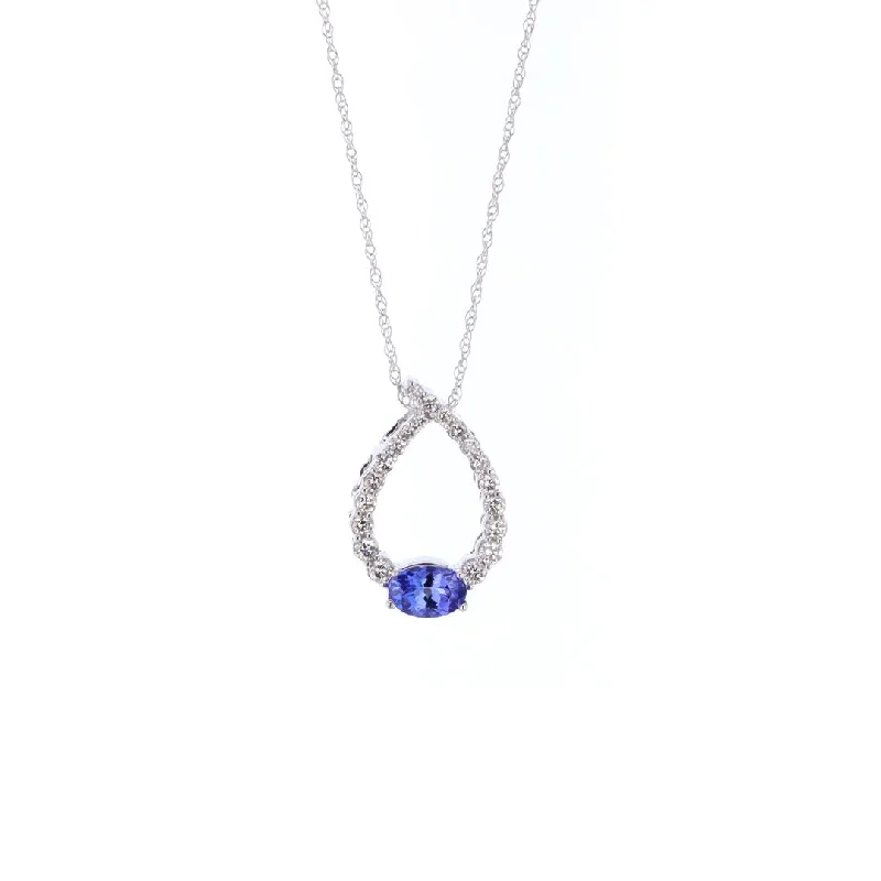 Topaz necklaces-Tanzanite & Diamond Pendant Necklace