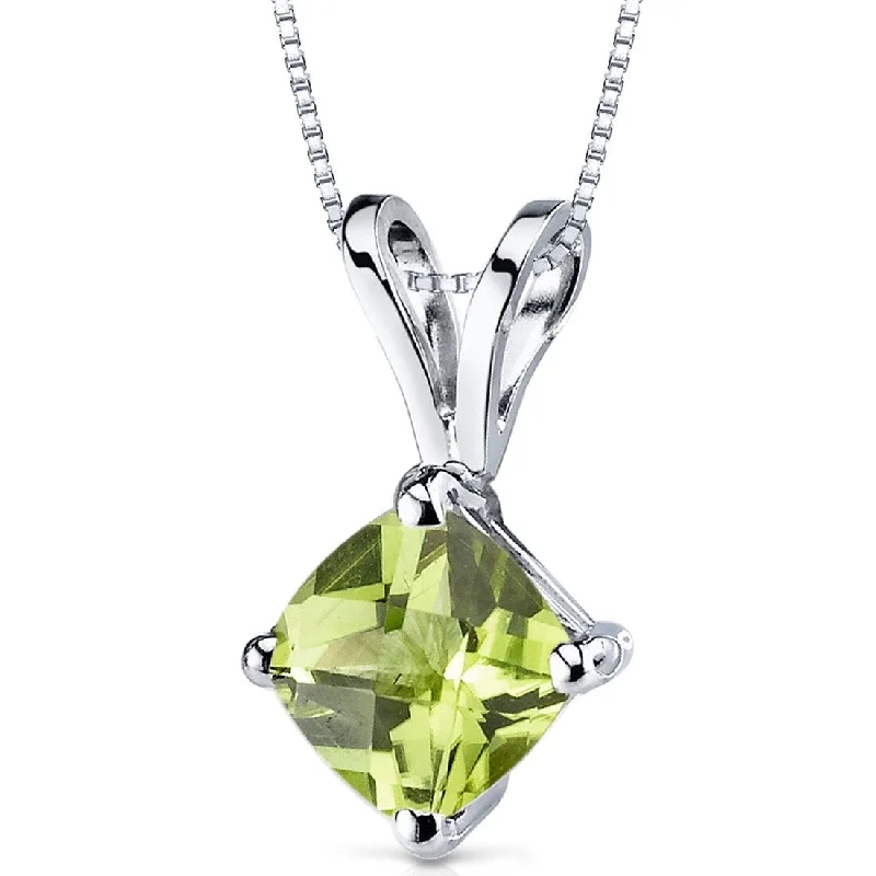 Haze glass necklaces-14k White Gold 0.88 ct Peridot Pendant Necklace