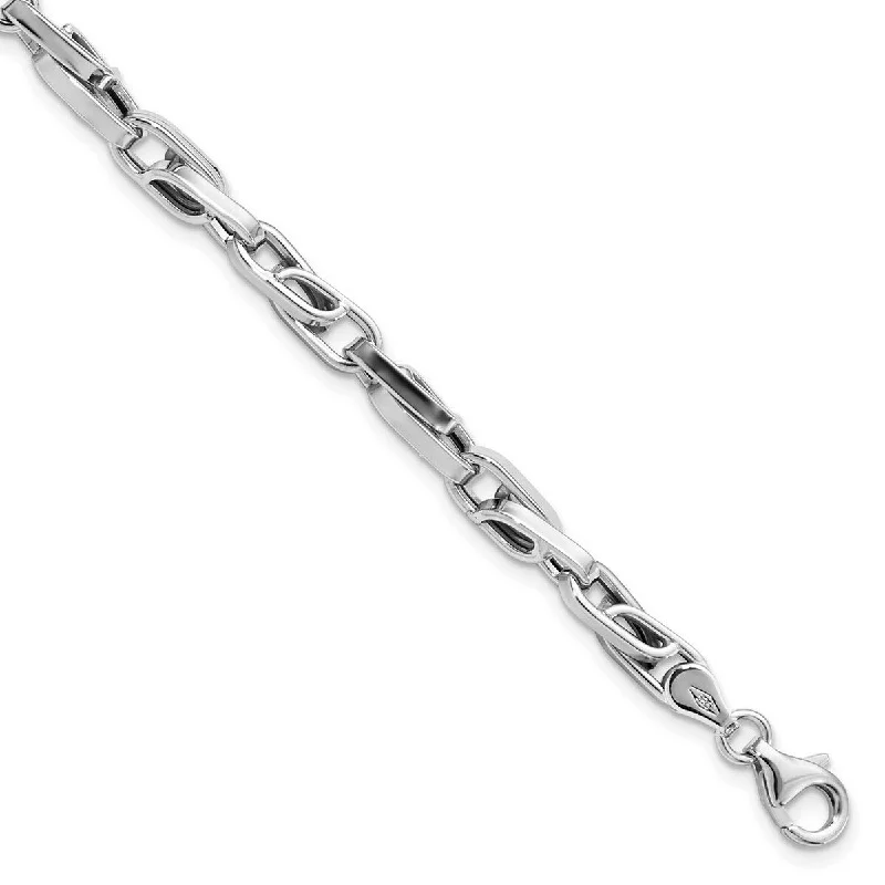 Textured metal bangles-Curata 5mm 14k White Gold Polished Fancy Link Bracelet 8.25 Inch