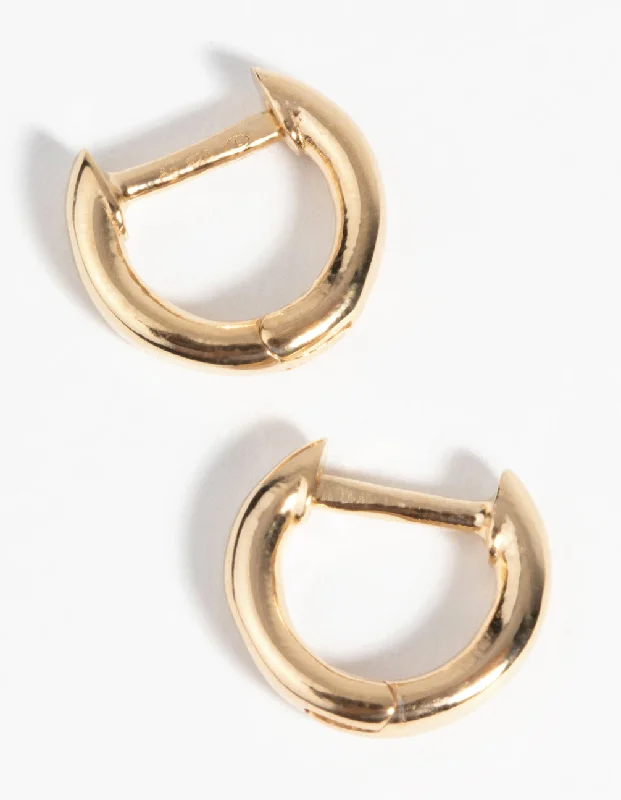 Java tile earrings-Gold Plated Sterling Silver Huggie Hoop Earrings