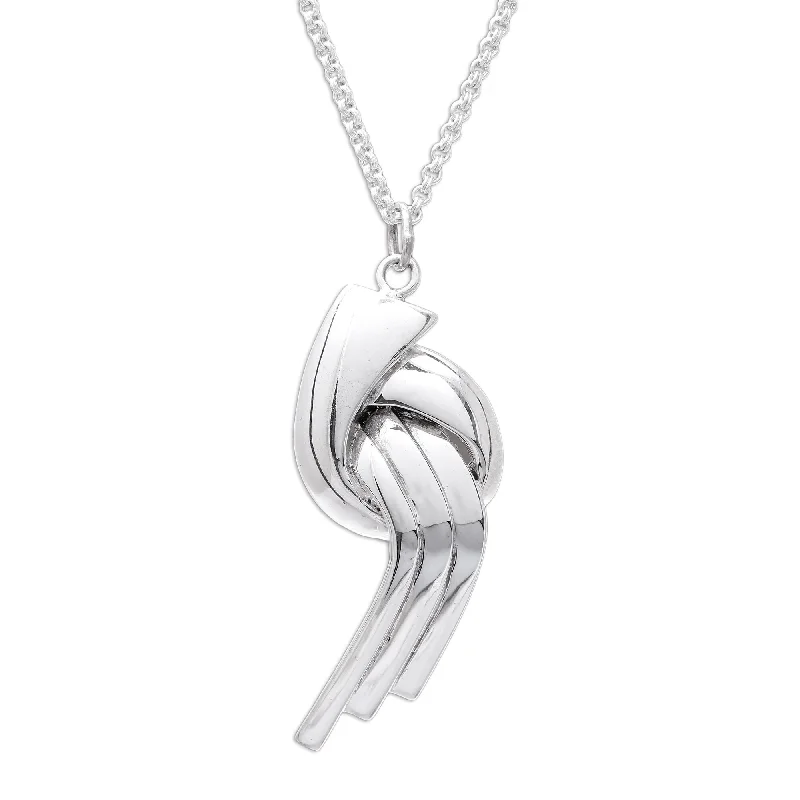 Layered chain necklaces-Novica Handmade Waterfall Sterling Silver Pendant Necklace