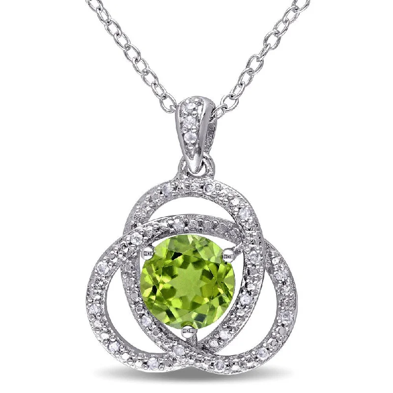 Retro photo necklaces-Miadora Sterling Silver Peridot and 1/10ct TDW Diamond Necklace (G-H, I2-I3) - Green