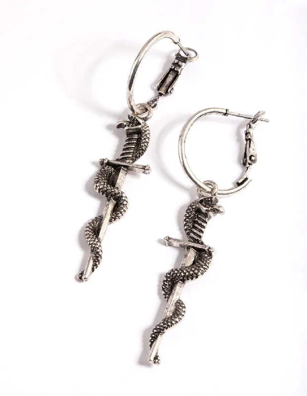 Bright stud earrings-Silver Dager Twist Hoop Earrings