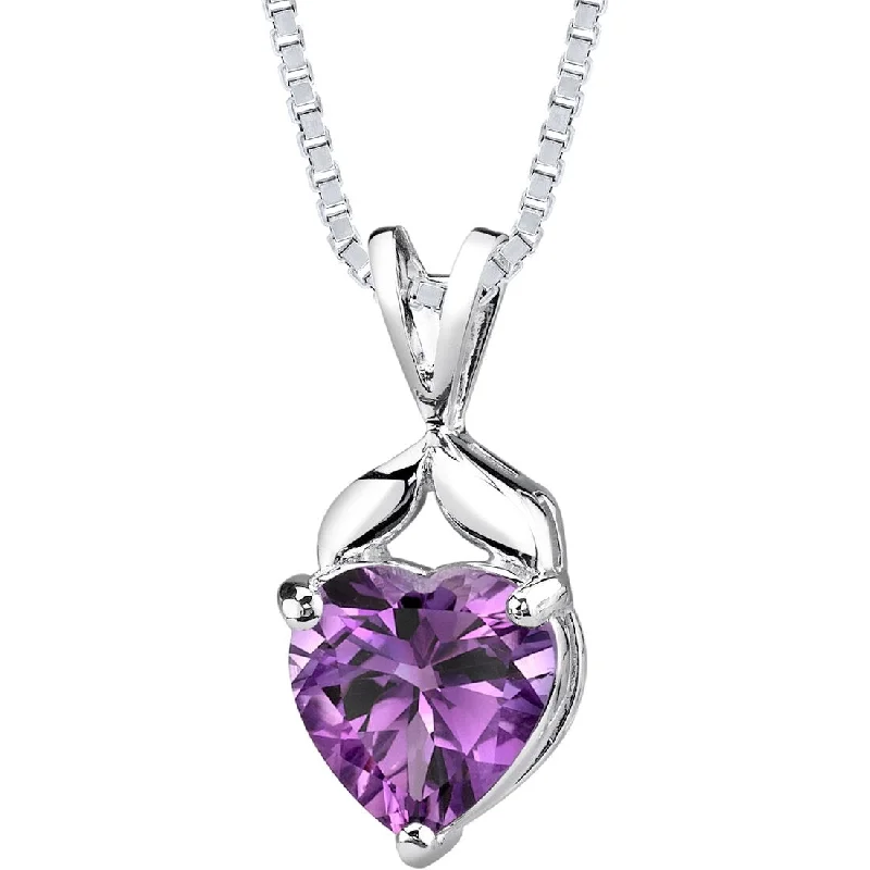 Bold cross necklaces-Sterling Silver Gemstone Solitaire Heart Pendant Necklace