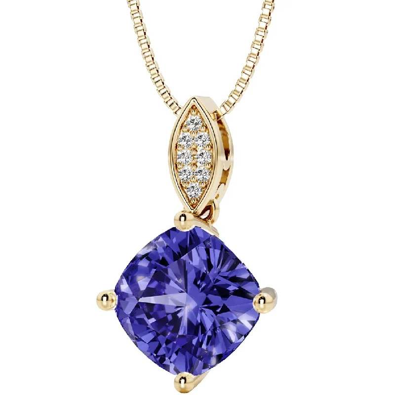 Emerald drop necklaces-14k Yellow Gold 2.5 ct Tanzanite and Diamond Pendant Necklace