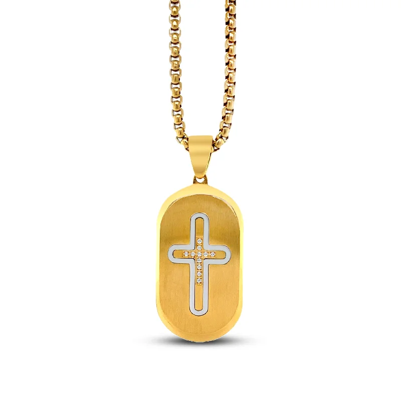 Alloy metal necklaces-Paxor Oblong Cross Necklace