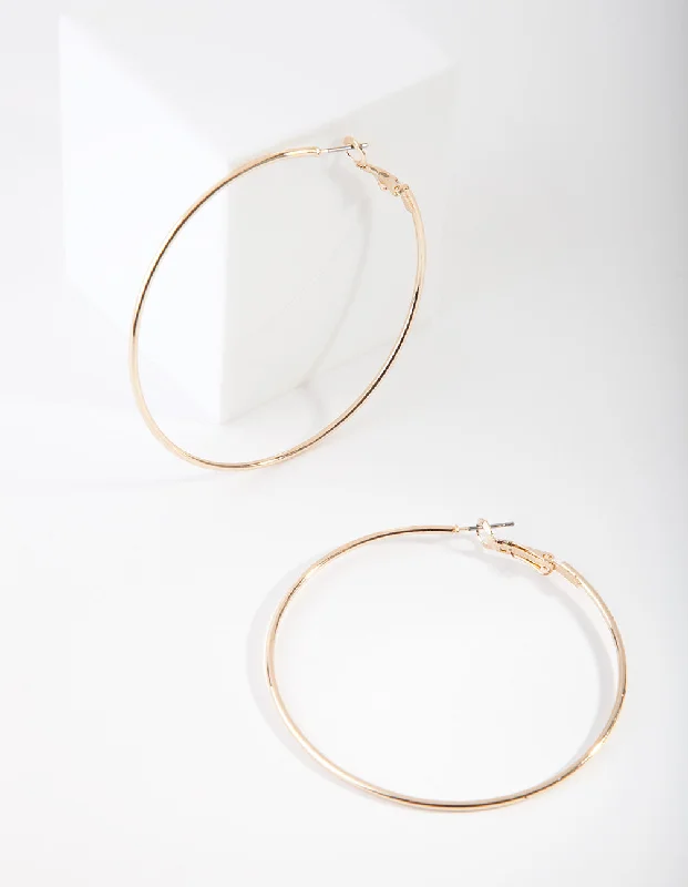 Nomad braid earrings-Gold Oversized Fine Hoop Earrings