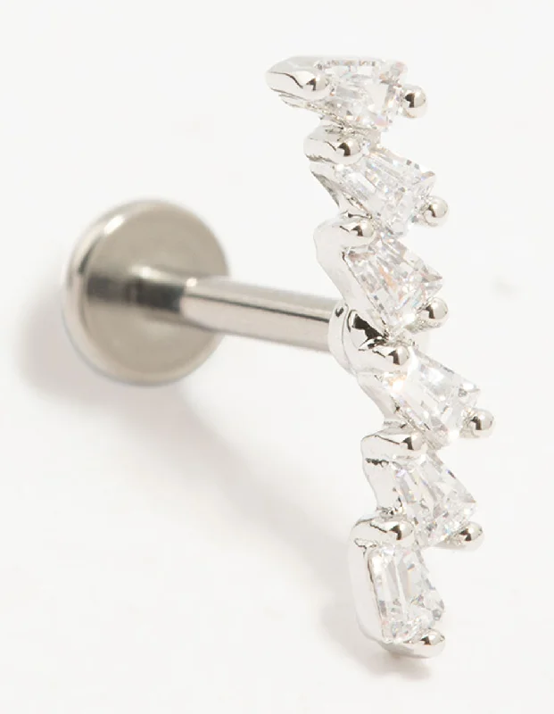 Spinel earrings-Titanium Baguette Cubic Zirconia Crawler Single Flatback