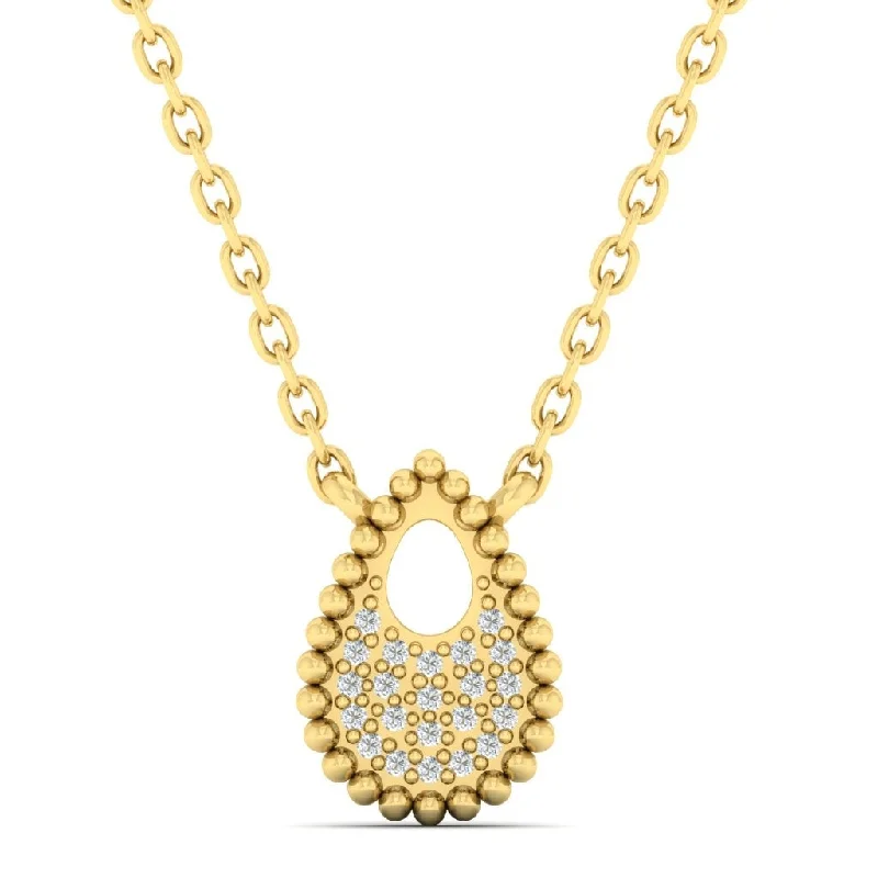 Drape-style necklaces-Diamond Starlight Sky Teardrop Pendant Necklace in 14k Yellow Gold (0.04ctw)