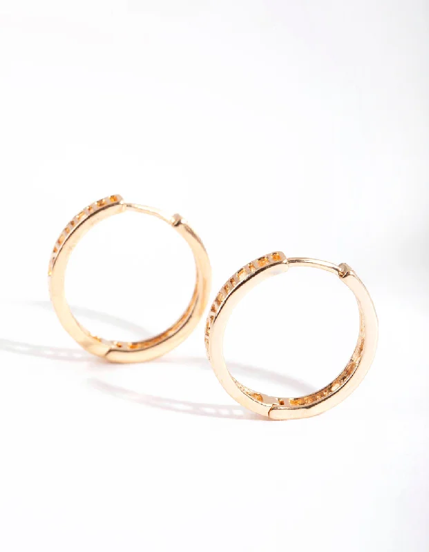 Stellar glow earrings-Gold Roman Numeral Hoop Earrings