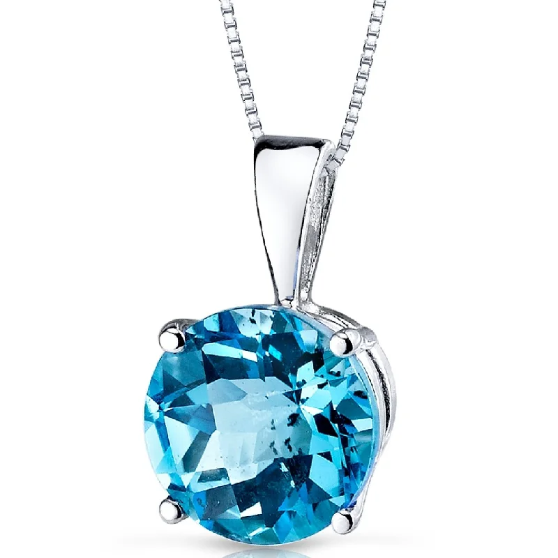 Elegant design necklaces-14k White Gold 2.31 ct Swiss Blue Topaz Pendant Necklace