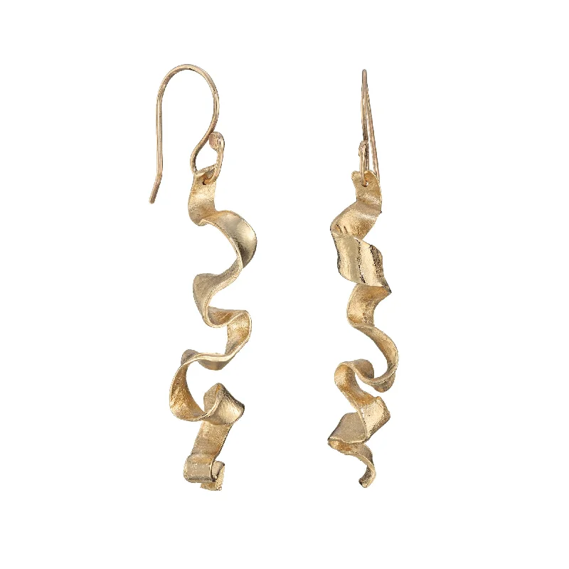 Two-tone earrings-Kelp Ribbon Earrings