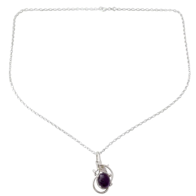 Pure crystal necklaces-Novica Handmade Wild Orchid Amethyst Pendant Necklace