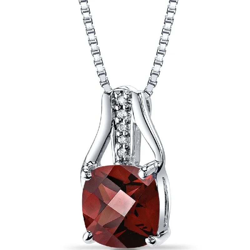 Light wood necklaces-14k White Gold 2.5 ct Garnet and Diamond Pendant Necklace