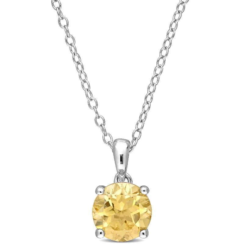 Elastic thread necklaces-Miadora Citrine Solitaire Birthstone Necklace in Sterling Silver