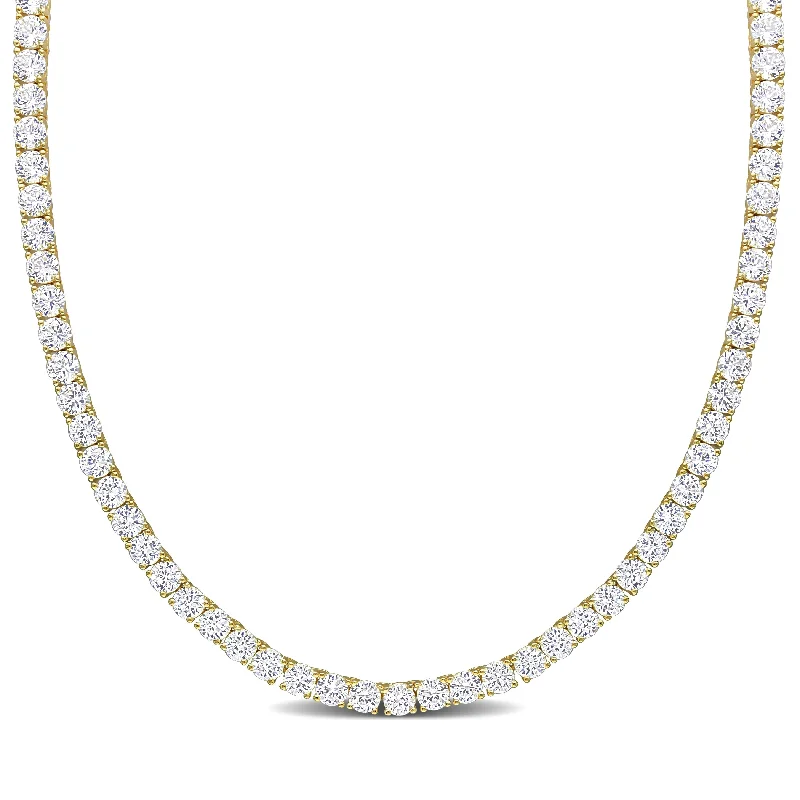 Joy charm necklaces-Miadora Created White Sapphire Classic Tennis Necklace in Yellow Plated Sterling Silver