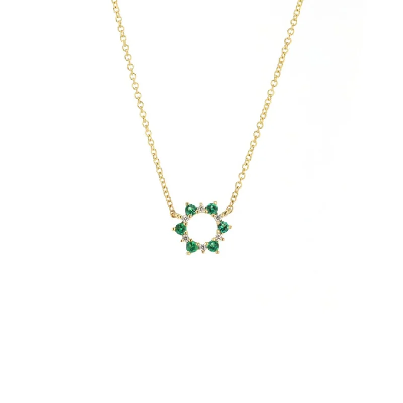 Wide bib necklaces-18" Emerald & Diamond Stationary Pendant Necklace | M10269094