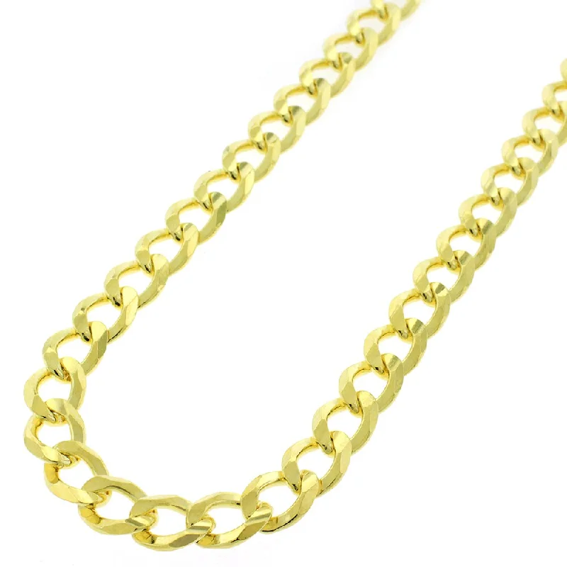 Chunky stone necklaces-Authentic Solid Sterling Silver 7.5mm Cuban Curb Link .925 ITProLux Yellow Gold Necklace Chains 20" - 30", Made In Italy