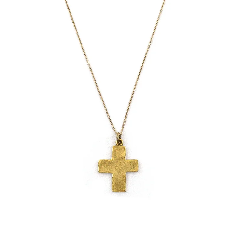 Vintage locket necklaces-The Rustic Gold Walk in Faith Cross Necklace